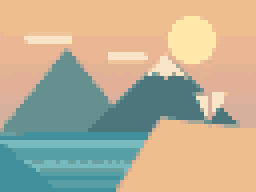 Coastline, in fewer colors, converted with 64-pixel width and limited colors