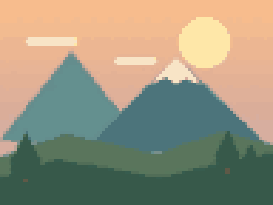 A little mountain escape, converted with 96-pixel width and limited colors